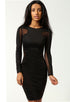 Lily Mesh Exposed Top and Side Bodycon Dress Black